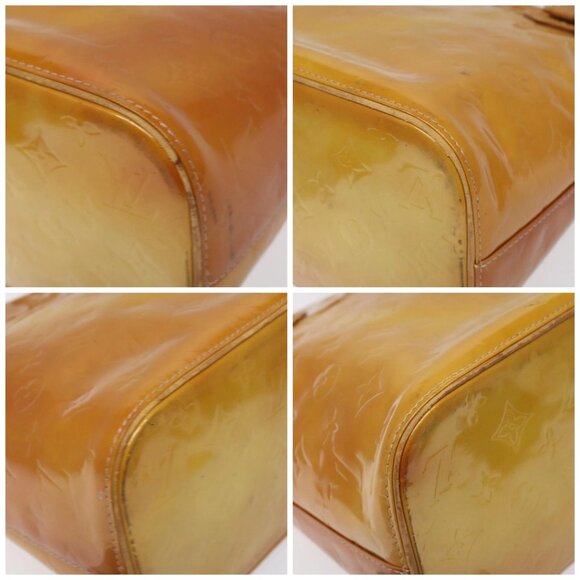 LOUIS VUITTON Monogram Vernis Houston Hand Bag Beige M91004 LV Auth BA3839 - Picture 14 of 16